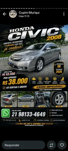 Honda Civic Sedan LXS 1.8/1.8 Flex 16V Mec. 4P 2008