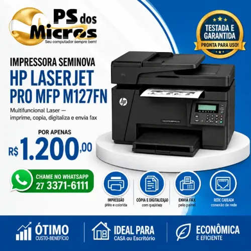 Impressora HP LaserJet Pro - Seminova ? Com REDE, Imprime, Copia e Digitaliza | T