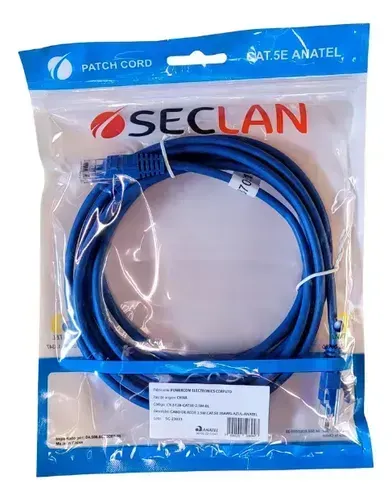 Kit 10x Patch Cord Cat5 Azul 0,5 Metro Seclan CY5128 - Cabo de Rede RJ45