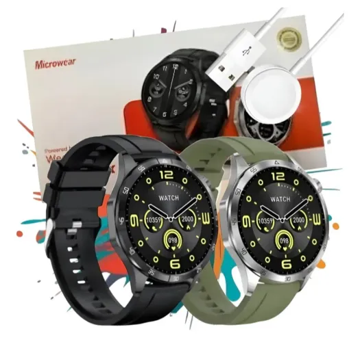 Relógio Microwear Smartwatch Redondo Gt4 Max Tela Grande