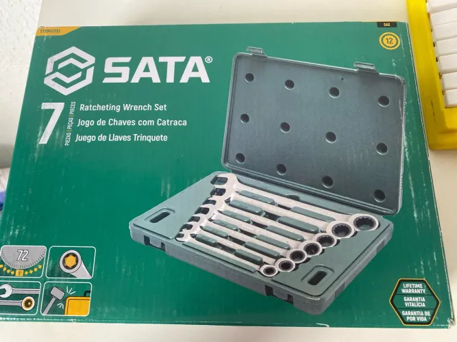 Jogo de Chaves com Catraca SATA - 7 Peças - Novo na Caixa