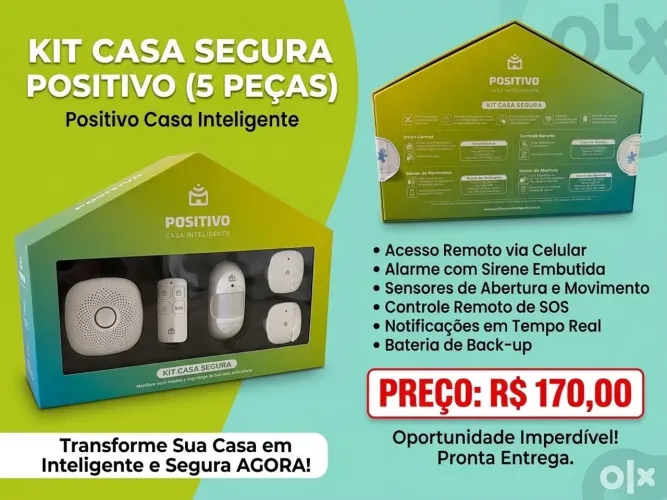 Kit Casa Segura da Marca POSITIVO com Smart Central composto por 5 peças