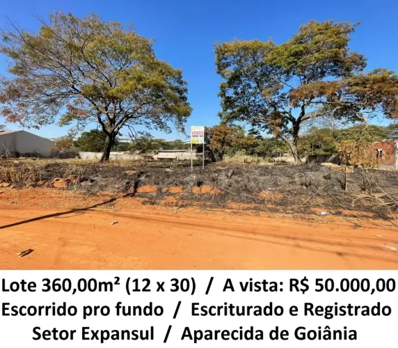 Leia a descrição: Lote 360,00m² (Escorrido pro fundo) Setor Expansul