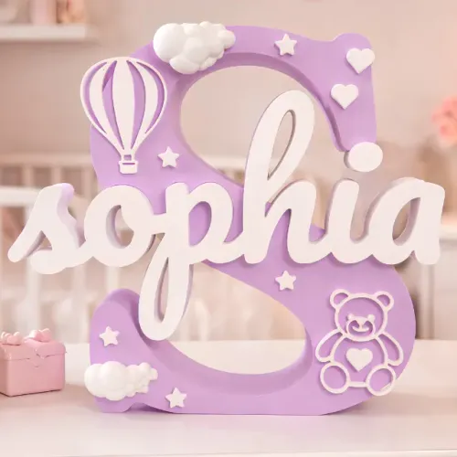 Letra e Nome Decorativo Personalizados em 3D - Nomes Infantis