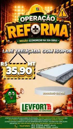 Laje trelicada com isopor mt