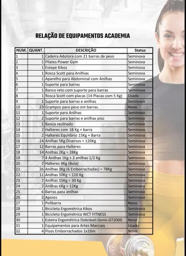 Academia Completa à Venda - Equipamentos Seminovos - Lote Fechado