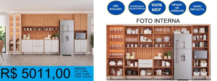 Armario de cozinha completo - vidro reflecta  - compre hoje e receba em até 72 horas 