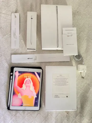 iPad 128gb 6ª Ger + Apple Pencil + Case + Caixas