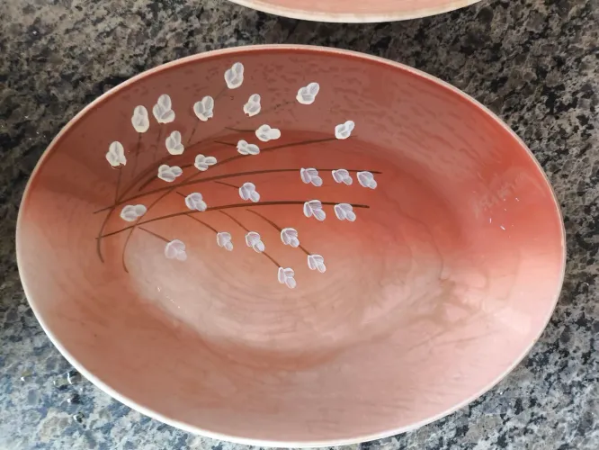 Jogo de travessa antiguidade porcela pintado a mão Nadir Figueiredo
