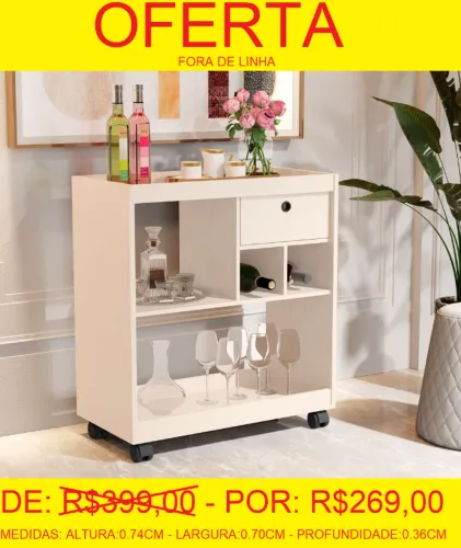 carrinho - aparador - off - compre e retire hoje mesmo