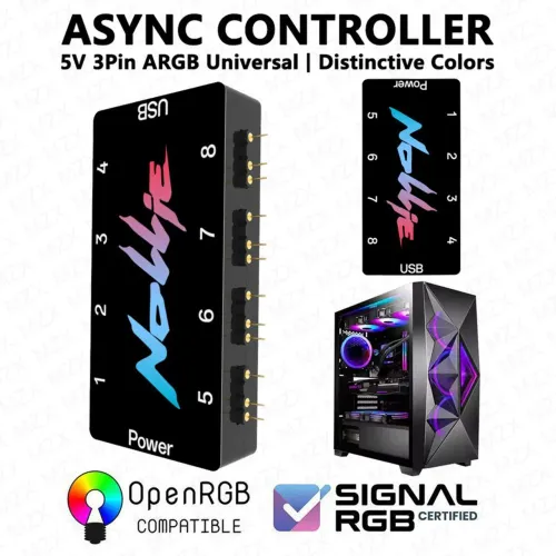 Controlador ARGB Nollie 8 - Hub 8 Portas, Compatível com SignalRGB/OpenRGB