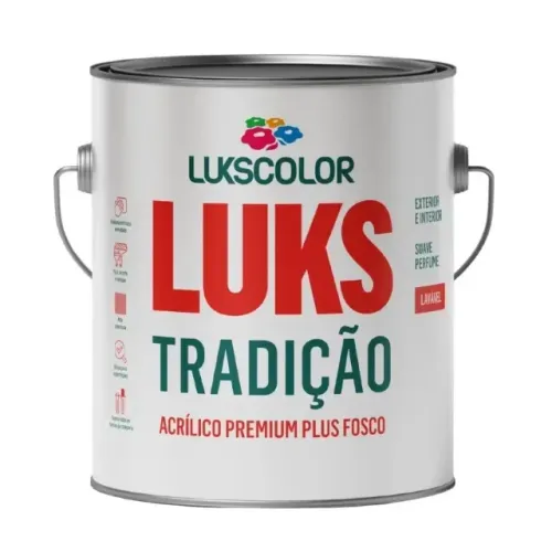 Tinta Acrílica Lukscolor Branco 3.6 L Premium - Excelente Cobertura 3.600 ML