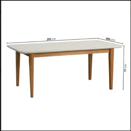 Tampo de Mesa Tangará 2,10m ? MDF + Vidro ? Laca Brilhante ? SOMENTE O TAMPO