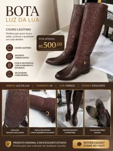 Bota em couro Luz da Lua