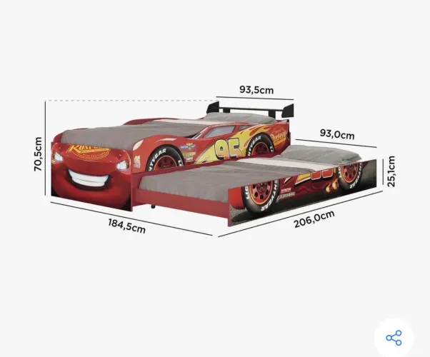 Cama Carros com auxiliar 