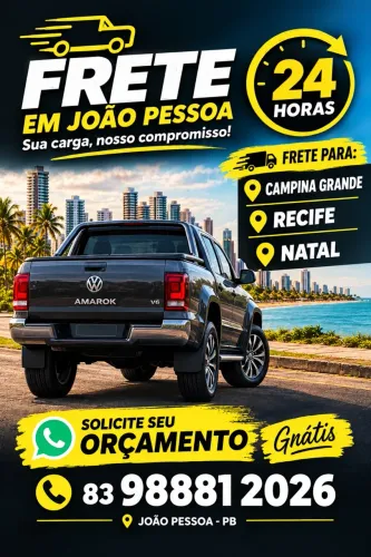 Frete 24h João Pessoa , Campina , Recife , Natal 
