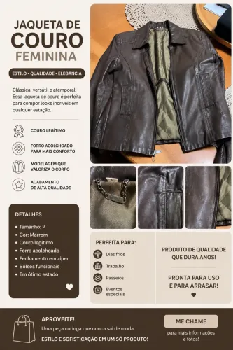 Jaqueta de couro legítimo 