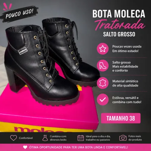 Bota Moleca Salto Grosso - Linda e Confortável