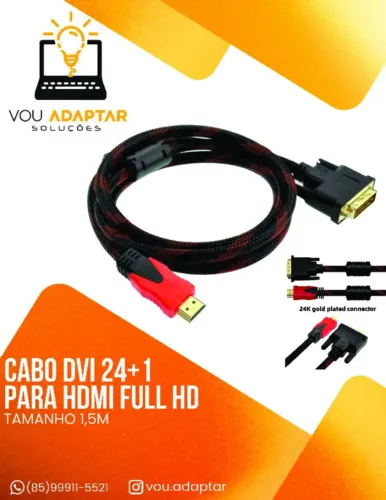 Cabo Adaptador Dvi-d Para Hdmi 24+1 Com Filtro 2 Metros