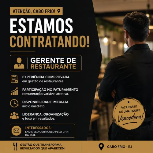 GERENTE DE RESTAURANTE - CABO FRIO/RJ