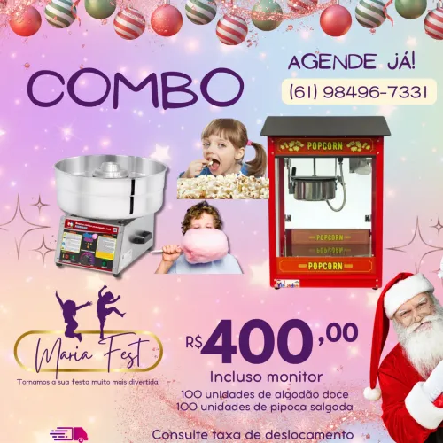 Algodão doce e pipoca de sal