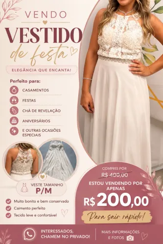 Vestido Longo Elegante - Formatura, Casamento, Festa e Chá Revelação