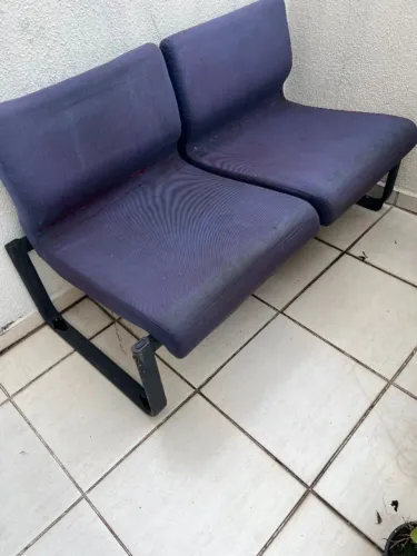 Sofá tubular estofado - escritório - longarina com 2 lugares.