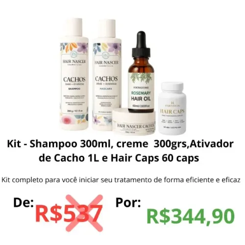 kit para cabelo cacheado, ondulado, crespo - tratamento completo