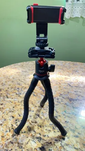 Tripé Ulanzi MT-11, Flexível, Para Celular, E Câmeras DSLR, 1/4 pol., Preto com Vermelho