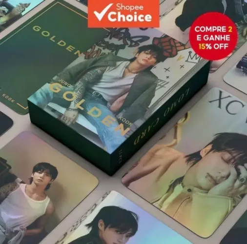 KPOP Cartão Laser BTS JUNGKOOK Cartões Fotográficos Dourados LOMO Álbum Postal