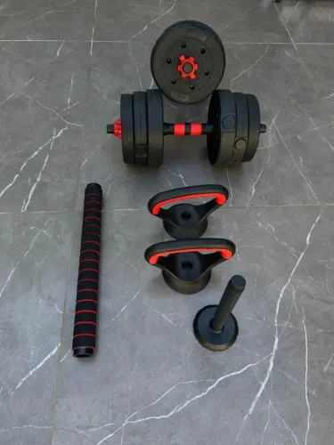 HEROI Kit Academia em Casa 20Kg com Halteres Ajustáveis, Barra Longa e Presilhas.