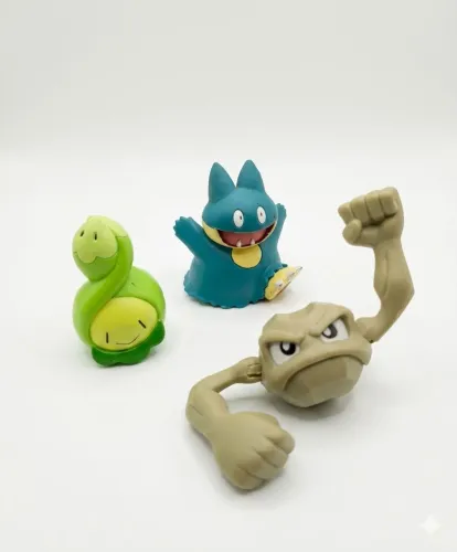 Lote Figuras Pokémon Vintage: Munchlax, Geodude e Budew Jakks pacific