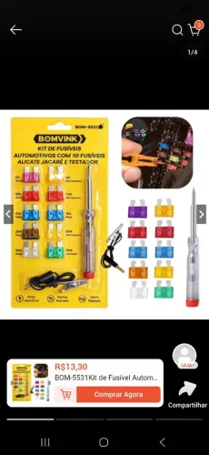Kit fusível testador automotivo