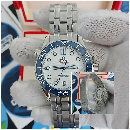RELOGIO SEAMASTER COR AZUL E FUNDO BRANCO