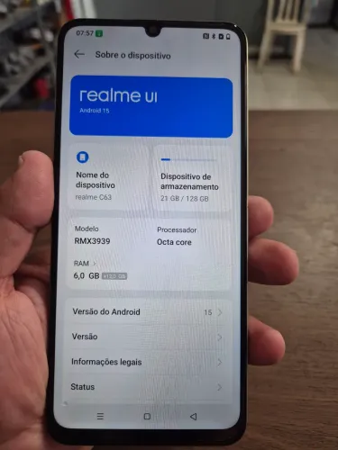 Celular Smartphone Realme C63 128 gb 6gb +6 Ram Dual Sim 50mp Verde<br>Valor 550 sem detalhes