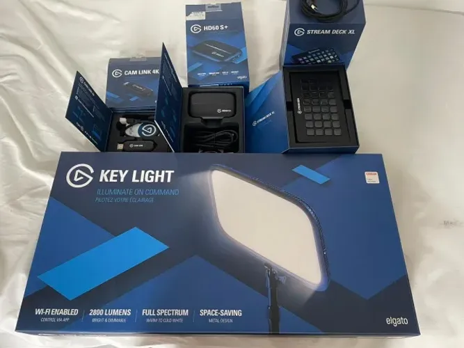 Kit Completo Estúdio Profissional Elgato - Impecável com Caixas - Para Streamers/Criadores