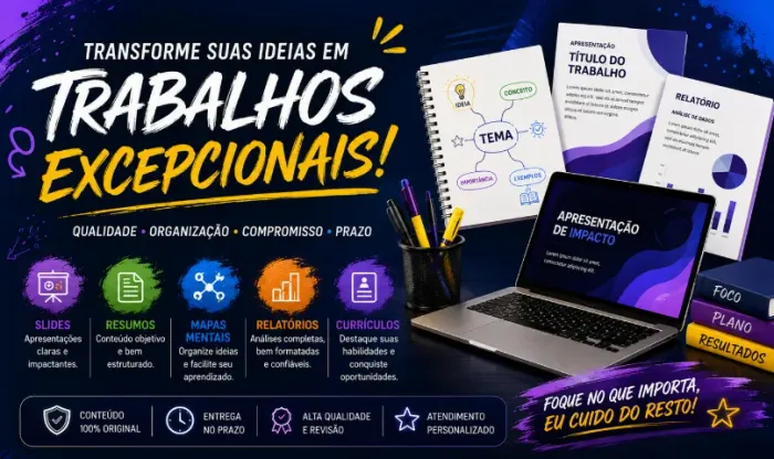Transforme suas Ideias em Trabalhos Excepcionais - Apresentações, Slides e Conteúdos Profi