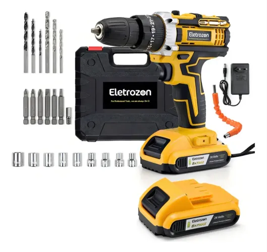 Parafusadeira furadeira de impacto profissional com luz e com duas bateria