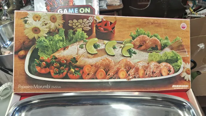 Bandeja inox Meridional Peixeira na caixa 22x52 medidas 