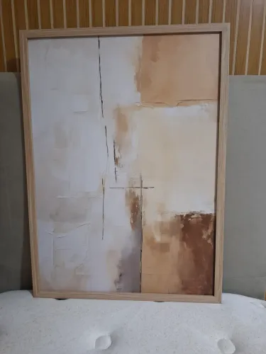 Vendo quadro abstrato moldura freijó sem vidro