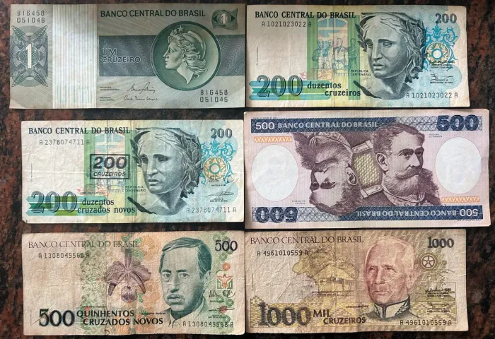 Notas de cruzados e cruzeiros - notas antigas