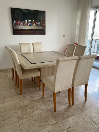 Mesa de Jantar de Marmore Travertino 8 lugares Ótimo Estado