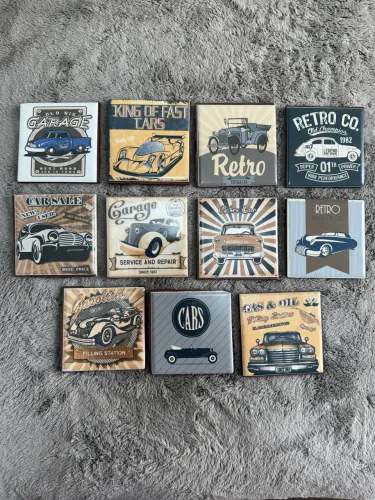 kit porta-copos vintage carros 11 peças