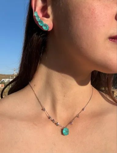 Conjunto Ear Cuff Esmeralda Colombiana