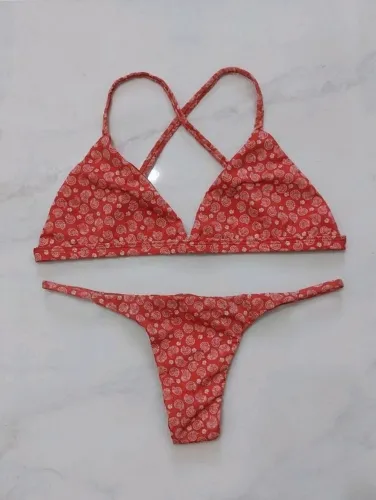 biquíni de fita estampado paipo bikini SEMINOVO