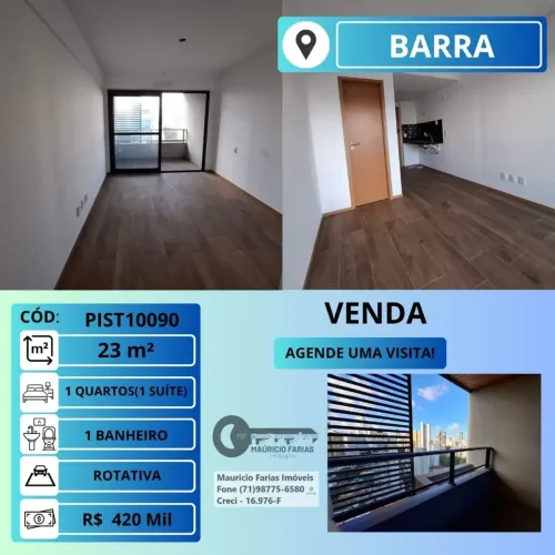 APARTAMENTO 1 QUARTO COM 23M² NA BARRA