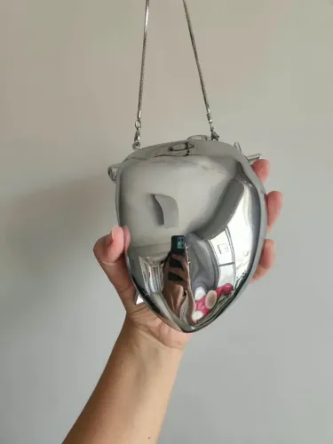 Bolsa Zara Statement Coração prata nova