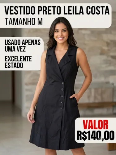 vestido leila costa preto m