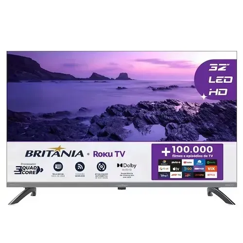 Smart TV 32 HD Britânia B32KRA Roku TV Wi-Fi Dolby Audio