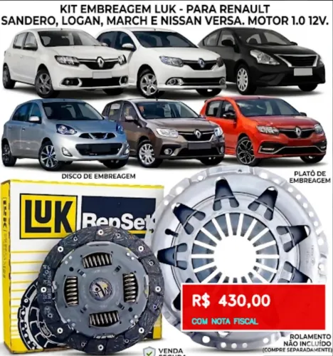 Kit de embreagem Luk. Marcha, Versão, Logan Sandero 1,0 L 12v